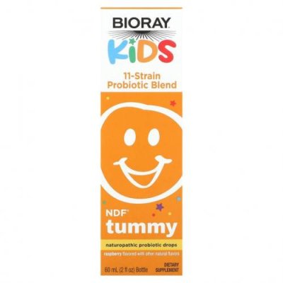 Bioray, Kids, NDF Tummy, смесь из 11 штаммов пробиотиков, со вкусом малины, 60 мл (2 жидк. унции) / Пробиотики для детей | Аптека | V4.Ru: Маркетплейс