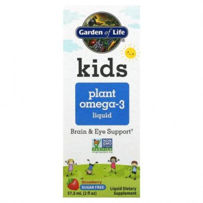 Garden of Life, Kids Plant Omega-3 Liquid, клубника, 57,5 мл (2 жидк. Унции) / ДГК и омега для детей | Аптека | V4.Ru: Маркетплейс