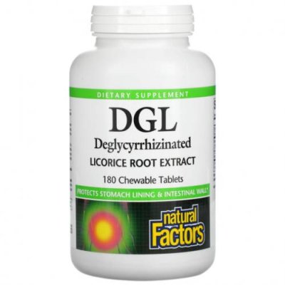 Natural Factors, DGL, Deglycyrrhizinated Licorice Root Extract, 180 Chewable Tablets / Корень солодки (DGL) | Аптека | V4.Ru: Маркетплейс