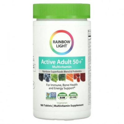 Rainbow Light, Препарат Active Adult 50+, 180 таблеток / Мультивитамины для пожилых | Аптека | V4.Ru: Маркетплейс