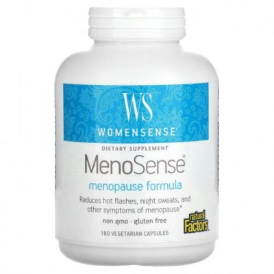 Natural Factors, WomenSense, MenoSense, формула для поддержки организма при менопаузе, 180 вегетарианских капсул / Женское здоровье | Аптека | V4.Ru: Маркетплейс