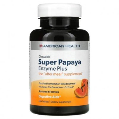 American Health, Super Papaya Enzyme Plus, 180 жевательных таблеток / Папайя | Аптека | V4.Ru: Маркетплейс