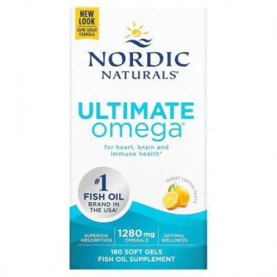 Nordic Naturals, Ultimate Omega, со вкусом лимона, 640 мг, 180 капсул / Рыбий жир омега-3 | Аптека | V4.Ru: Маркетплейс