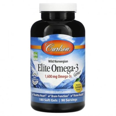 Carlson Labs, Wild Caught, Elite Omega-3 Gems, отборные омега-3 кислоты, натуральный лимонный вкус, 800 мг, 180 капсул / Рыбий жир омега-3 | Аптека | V4.Ru: Маркетплейс