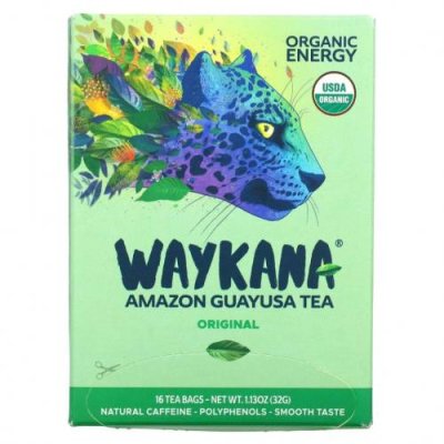 Waykana, Чай Amazon Guayusa, оригинальный, 16 чайных пакетиков, 32 г (1,13 унции) / Травяной чай | Аптека | V4.Ru: Маркетплейс