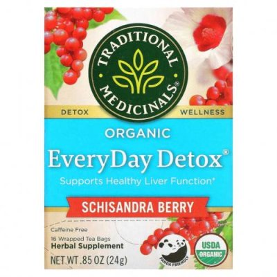 Traditional Medicinals, Organic EveryDay Detox, без кофеина, лимонник, 16 чайных пакетиков в упаковке, 24 г (0,85 унции) / Лечебные чаи | Аптека | V4.Ru: Маркетплейс