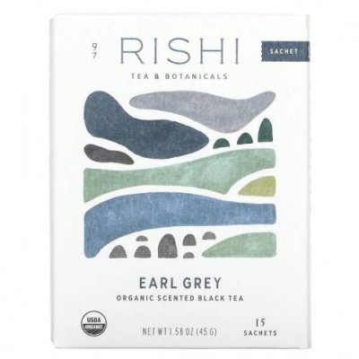 Rishi Tea, «Earl Grey», органический ароматизированный черный чай, 15 пакетиков, 45 г (1,58 унции) / Чай Эрл Грей | Аптека | V4.Ru: Маркетплейс