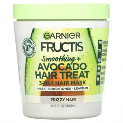 Garnier, Fructis, 1-минутная разглаживающая маска для волос, с экстрактом авокадо, 400 мл / Уход за волосами и кожей головы | Аптека | V4.Ru: Маркетплейс