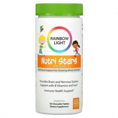 Rainbow Light, Nutri Stars, мультивитамины, со вкусом ананаса и апельсина, 120 жевательных таблеток / Детские мультивитамины | Аптека | V4.Ru: Маркетплейс