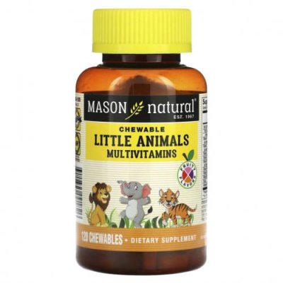 Mason Natural, Little Animals, мультивитамины, фруктовый вкус, 120 жевательных таблеток / Детские мультивитамины | Аптека | V4.Ru: Маркетплейс