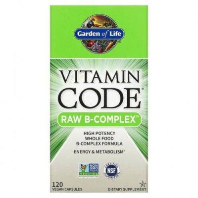 Garden of Life, Vitamin Code, Raw B-Complex, 120 веганских капсул / Комплекс витаминов группы B | Аптека | V4.Ru: Маркетплейс