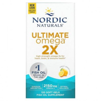 Nordic Naturals, Ultimate Omega 2X, со вкусом лимона, 1075 мг, 120 капсул / Рыбий жир омега-3 | Аптека | V4.Ru: Маркетплейс