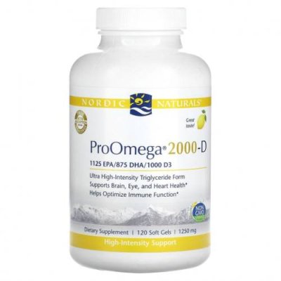 Nordic Naturals, ProOmega 2000-D, со вкусом лимона, 1250 мг, 120 мягких желатиновых капсул / Рыбий жир омега-3 | Аптека | V4.Ru: Маркетплейс