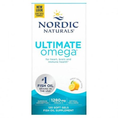 Nordic Naturals, Ultimate Omega, со вкусом лимона, 640 мг, 120 капсул / Рыбий жир омега-3 | Аптека | V4.Ru: Маркетплейс