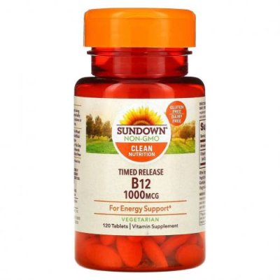 Sundown Naturals, Витамин B12, 1000 мкг, 120 таблеток / B12 | Аптека | V4.Ru: Маркетплейс