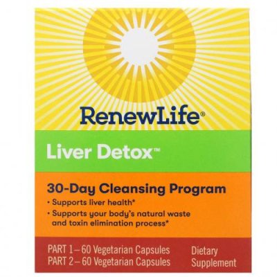 Renew Life, Targeted, Liver Detox, программа очищения органов, 120 растительных капсул, 2 флакона, 30-дневная программа / Препараты для печени | Аптека | V4.Ru: Маркетплейс