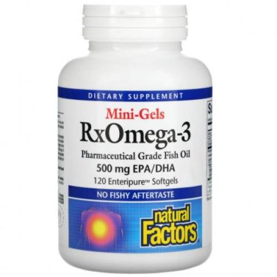 Natural Factors, Мини-гели RxOmega-3, 500 мг, 120 капсул Enteripure / Рыбий жир омега-3 | Аптека | V4.Ru: Маркетплейс