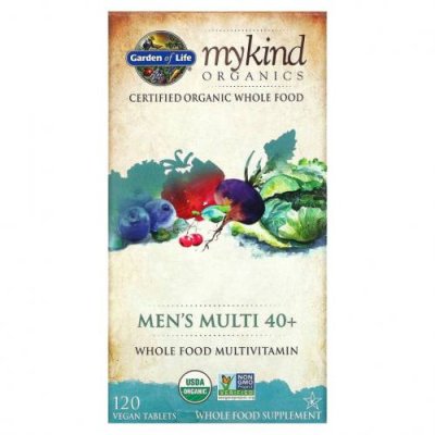 Garden of Life, MyKind Organics, мультивитамины из цельных продуктов для мужчин от 40 лет, 120 веганских таблеток / Мужские мультивитамины | Аптека | V4.Ru: Маркетплейс