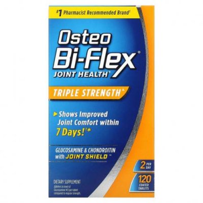 Osteo Bi-Flex, Glucosamine Chondroitin with 5-Loxin Advanced Joint Care, Утроенная сила, 120 каплетов / Препараты с глюкозамином | Аптека | V4.Ru: Маркетплейс