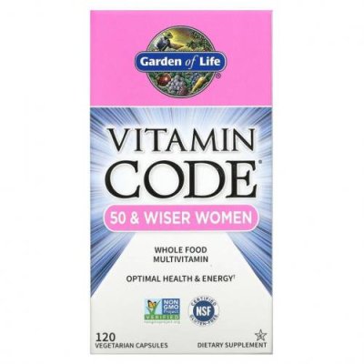 Garden of Life, Vitamin Code, мультивитамины из цельных продуктов для женщин от 50 лет, 120 вегетарианских капсул / Мультивитамины для пожилых | Аптека | V4.Ru: Маркетплейс