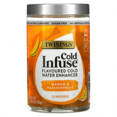 Twinings, Cold Infuse, ароматизатор для холодной воды, манго и маракуйя, 12 шт., 30 г (1,06 унции) / Сливки и усилители вкуса | Аптека | V4.Ru: Маркетплейс