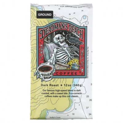 Raven's Brew Coffee, Deadman's Reach, молотый, темная обжарка, 340 г (12 унций) / Кофе тёмного способа обжаривания | Аптека | V4.Ru: Маркетплейс