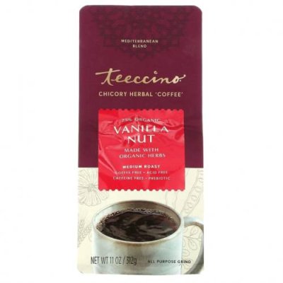 Teeccino, травяной кофе из цикория, средней прожарки, без кофеина, ваниль и орех, 312 г (11 унций) / Травяные заменители кофе | Аптека | V4.Ru: Маркетплейс