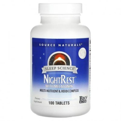 Source Naturals, Sleep Science, NightRest с мелатонином, 100 таблеток / Снотворные | Аптека | V4.Ru: Маркетплейс