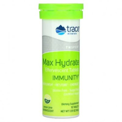 Trace Minerals ®, Max Hydrate Immunity, шипучие таблетки для пополнения электролито, со вкусом лимона и лайма, 10 таблеток, 45 г (1,59 унции) / Мультиминеральные препараты | Аптека | V4.Ru: Маркетплейс