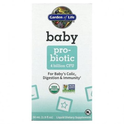 Garden of Life, Baby, Probiotic, пробиотик для детей, 4 млрд КОЕ, 56 мл (1,9 жидк. унций) / Пробиотики для детей | Аптека | V4.Ru: Маркетплейс