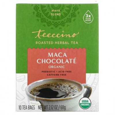 Teeccino, Organic Roasted Herbal Tea, Maca Chocolate, Caffeine Free, 10 Tea Bags, 2.12 oz (60 g) / Травяной чай | Аптека | V4.Ru: Маркетплейс