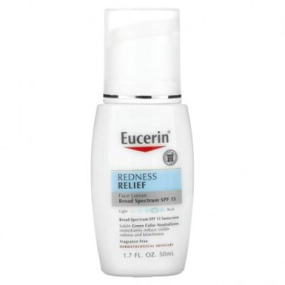 Eucerin, средство от покраснений, ежедневный лосьон с солнцезащитным фактором SPF 15, улучшающий состояние кожи, без отдушки, 50 мл (1,7 жидк. унции) / Средства для ухода и сыворотки | Аптека | V4.Ru: Маркетплейс