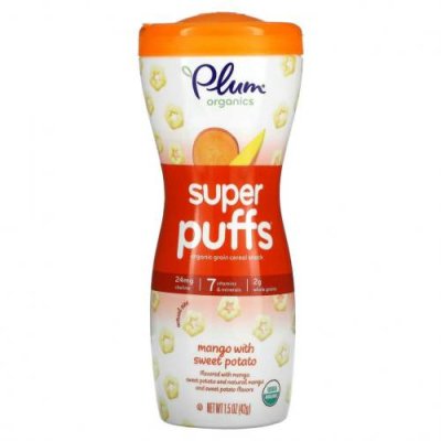 Plum Organics, Super Puffs, снек из органических злаков, манго и батат, 42 г (1,5 унции) / Снеки, батончики и продукты, которые едят руками | Аптека | V4.Ru: Маркетплейс