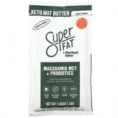 SuperFat, Keto Nut Butter, MCT макадамии + пробиотики, 30 г (1,06 унции) / Масла и спреды | Аптека | V4.Ru: Маркетплейс