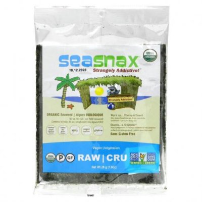 SeaSnax, Raw Seaweed, 10 sheets - 1 oz (28 g) / Снеки из водорослей | Аптека | V4.Ru: Маркетплейс