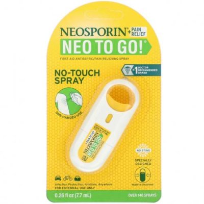 Neosporin, + Обезболивающее средство Neo To Go!, Антисептический обезболивающий спрей для оказания первой помощи, 7,7 мл / Средства для местного применения и мази | Аптека | V4.Ru: Маркетплейс