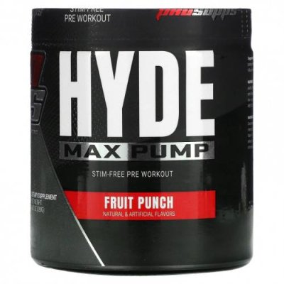 ProSupps, Hyde Max Pump, предтренировочный комплекс без стимуляторов, фруктовый пунш, 280 г (9,87 унции) / Перед тренировкой, без стима | Аптека | V4.Ru: Маркетплейс