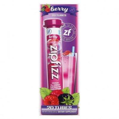 Zipfizz, Смесь для энергетических напитков, ягоды, 20 тюбиков, 11 г (0,39 унции) / Гидратация и электролиты | Аптека | V4.Ru: Маркетплейс