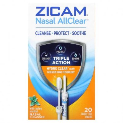 Zicam, Nasal AllClear, очищающее средство для носа с охлаждающим ментолом, 20 тампонов / Промывание носа и пазух | Аптека | V4.Ru: Маркетплейс