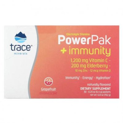 Trace Minerals ®, Electrolyte Stamina, PowerPak + Immunity, грейпфрут, 30 пакетиков по 6,4 г (0,23 унции) / Витамин С | Аптека | V4.Ru: Маркетплейс