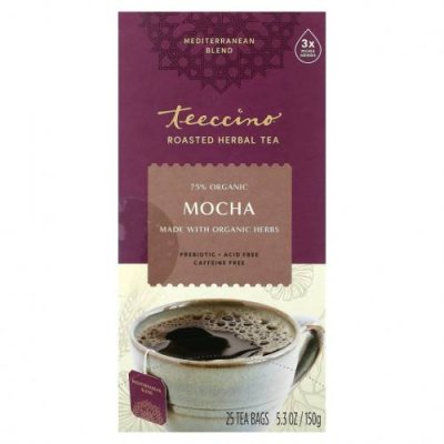 Teeccino, Жареный травяной чай, мокко, без кофеина, 25 чайных пакетиков, 150 г (5,3 унции) / Травяной чай | Аптека | V4.Ru: Маркетплейс