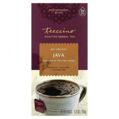 Teeccino, Жареный травяной чай, Java, без кофеина, 25 чайных пакетиков, 150 г (5,3 унции) / Травяной чай | Аптека | V4.Ru: Маркетплейс