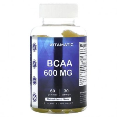 Vitamatic, BCAA, натуральный персик, 300 мг, 60 жевательных таблеток / BCAA | Аптека | V4.Ru: Маркетплейс