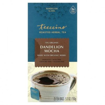 Teeccino, Жареный травяной чай, мокко из одуванчика, без кофеина, 25 чайных пакетиков, 150 г (5,3 унции) / Травяной чай | Аптека | V4.Ru: Маркетплейс