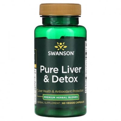 Swanson, Pure Liver & Detox, 60 растительных капсул / Препараты для печени | Аптека | V4.Ru: Маркетплейс