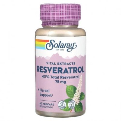 Solaray, Vital Extracts, Resveratrol, 75 mg, 60 VegCaps / Ресвератрол | Аптека | V4.Ru: Маркетплейс