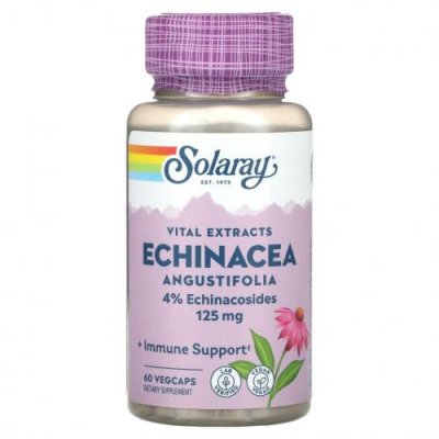 Solaray, Vital Extracts, Echinacea Angustifolia, 125 mg, 60 VegCaps / Эхинацея | Аптека | V4.Ru: Маркетплейс