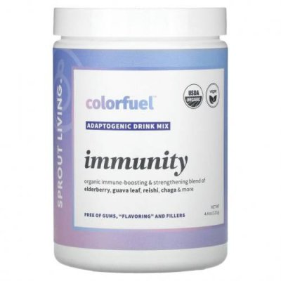 Sprout Living, Colorfuel Immunity, смесь для адаптогенных напитков, 125 г (4,4 унции) / Препараты на основе трав | Аптека | V4.Ru: Маркетплейс