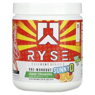 Ryse Supps, Element Series, предтренировочный комплекс, Sunny D, апельсин и клубника, 340 г (12 унций) / Стимуляторы | Аптека | V4.Ru: Маркетплейс