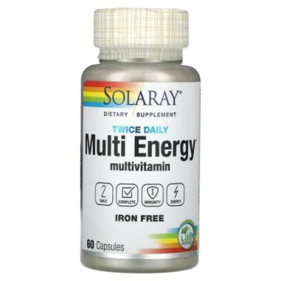 Solaray, Multi Energy Multivitamin, без железа, 2 раза в день, 60 капсул / Мультивитамины | Аптека | V4.Ru: Маркетплейс